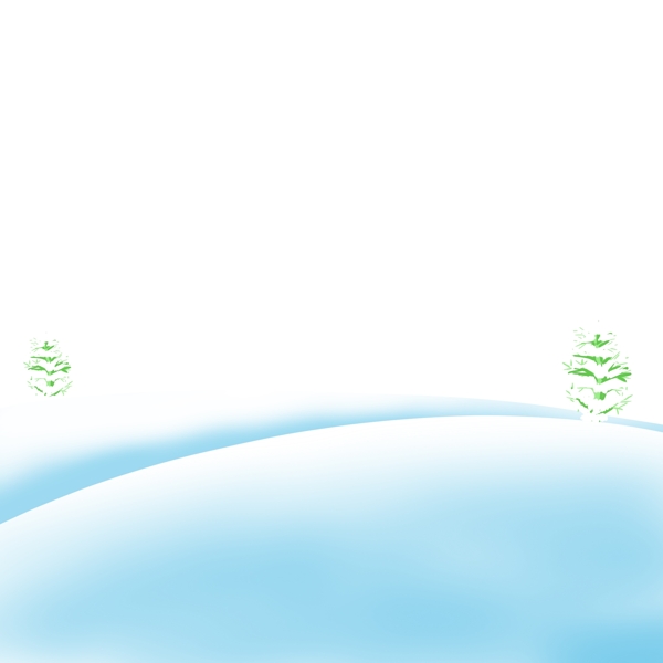 冬天雪地上的常青树