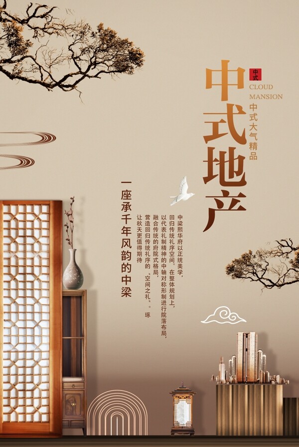 中国风中式地产房地产海报