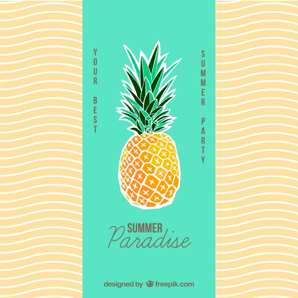 创意菠萝夏日派对海报矢量图