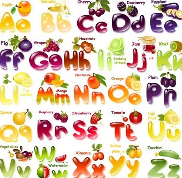字母水果背景素材
