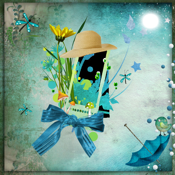 花朵帽子伞相框设计图片