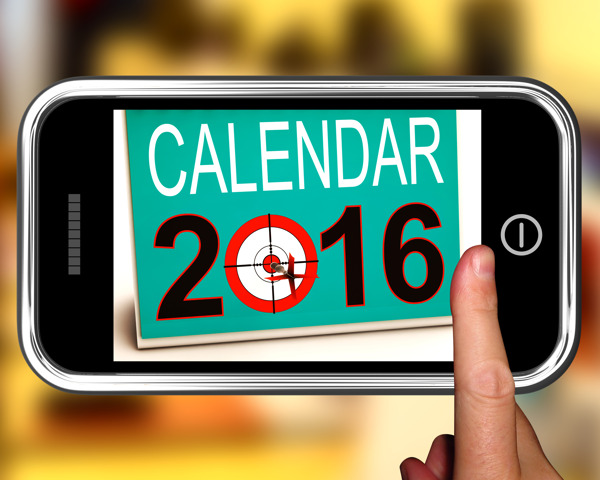 2016智能手机上的日历显示未来的日历