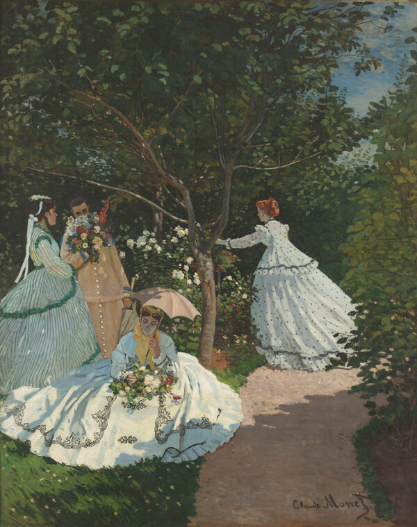 WomenintheGarden1866法国画家克劳德.莫奈oscarclaudeMonet风景油画装饰画