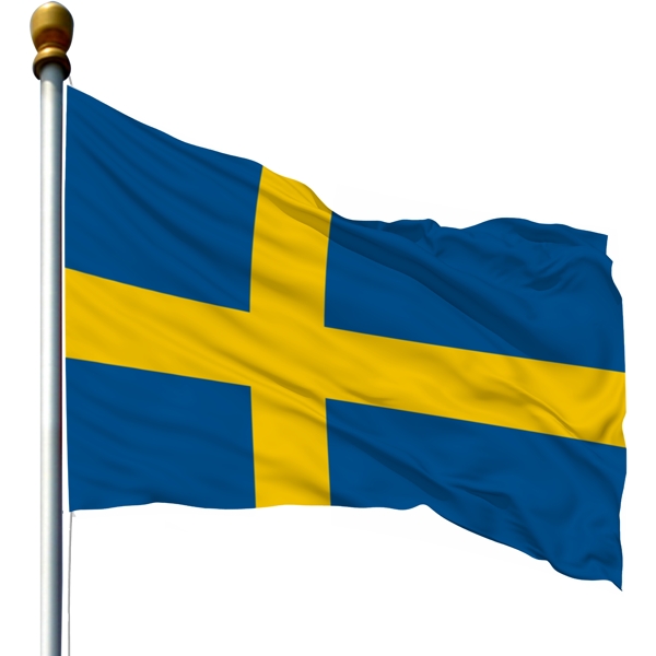 带旗杆的瑞典国旗
