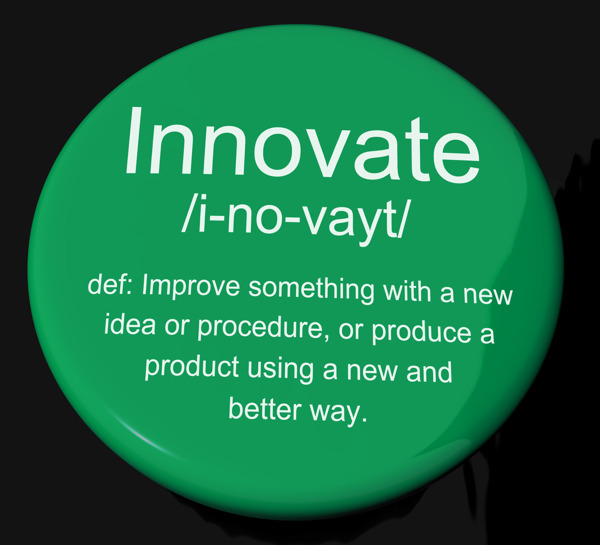 创新的定义按钮展示创意发展和智慧