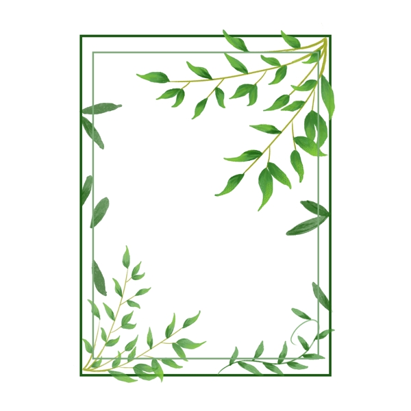 谷雨绿色清新植物边框设计