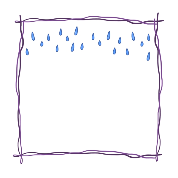 线条蓝色雨滴边框