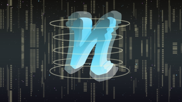 四维空间立体字母设计N高端科技感插画海报