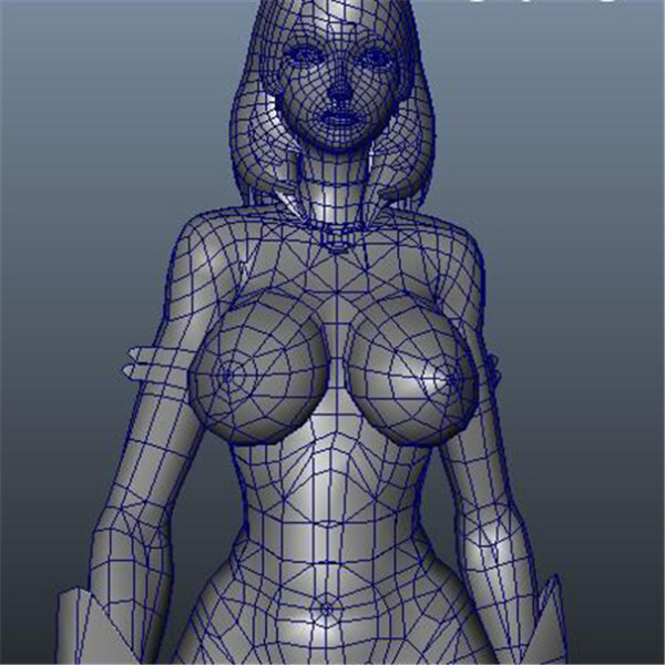 3D线条女战士游戏模型