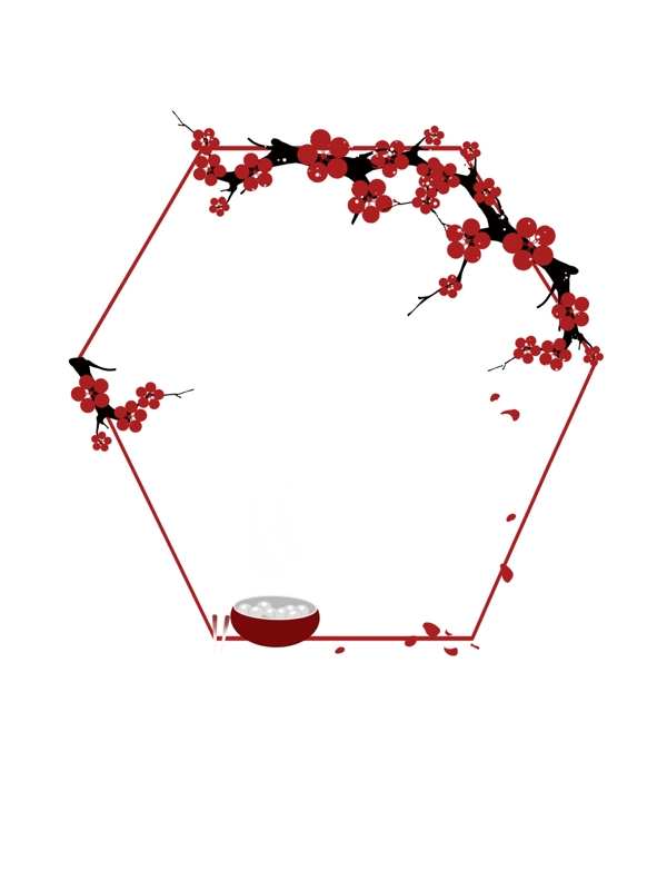 中国风梅花冬至边框png免抠