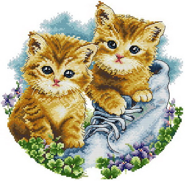 两只小黄猫十字绣