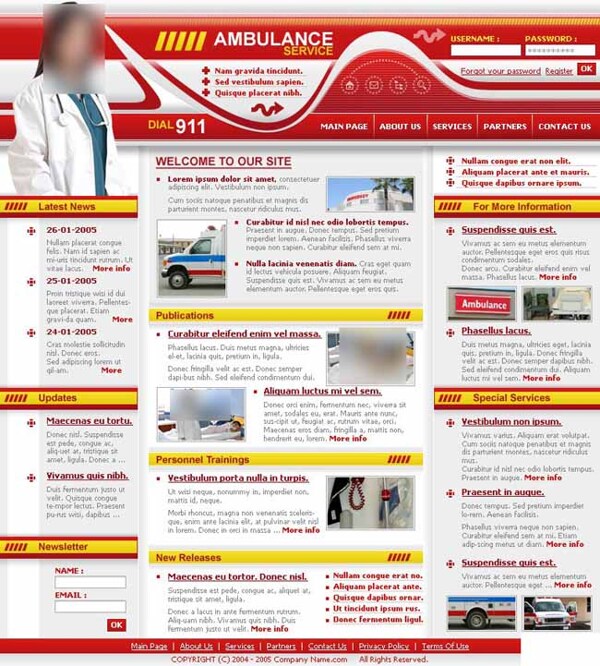 医疗急救中心网页模板