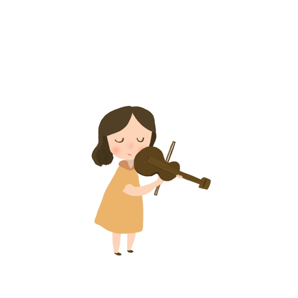卡通可爱拉小提琴的女孩子