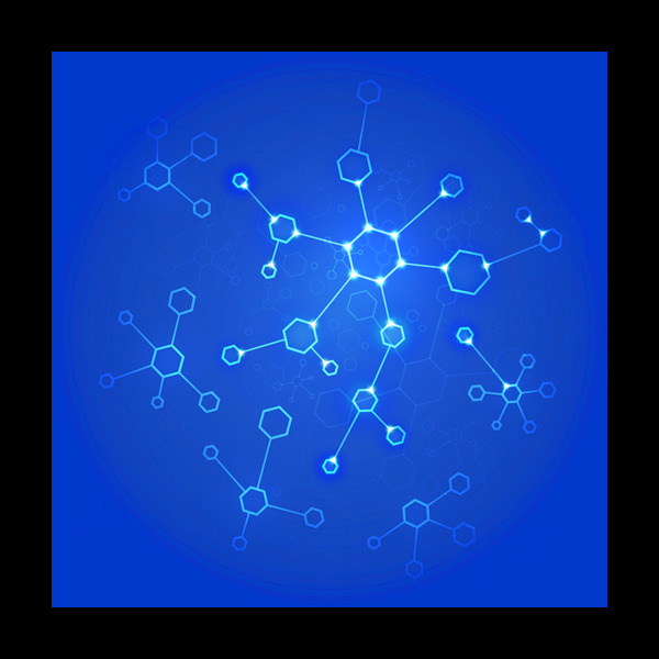 分子结构图蓝色背景