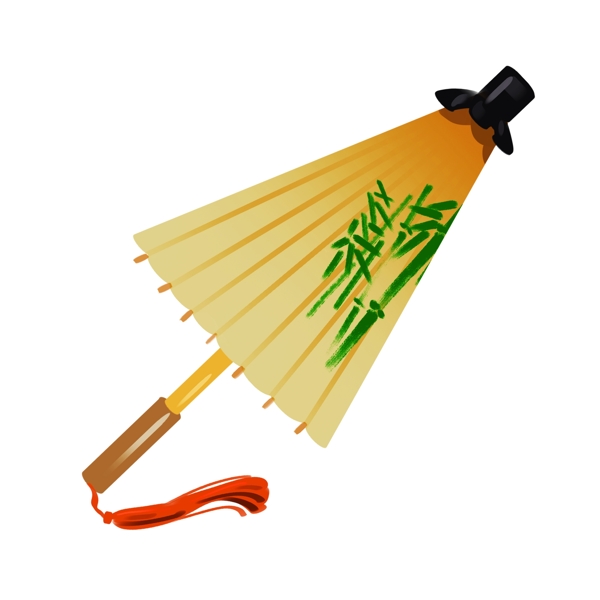 中国风黄色雨伞插画