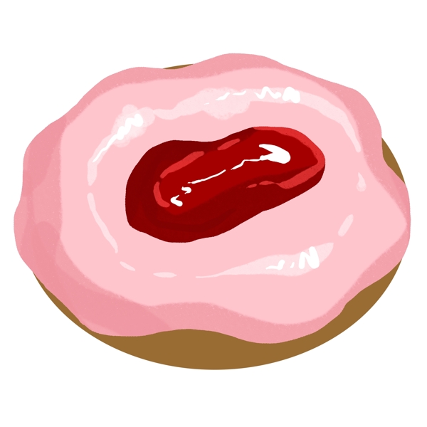 手绘粉色的甜甜圈插画