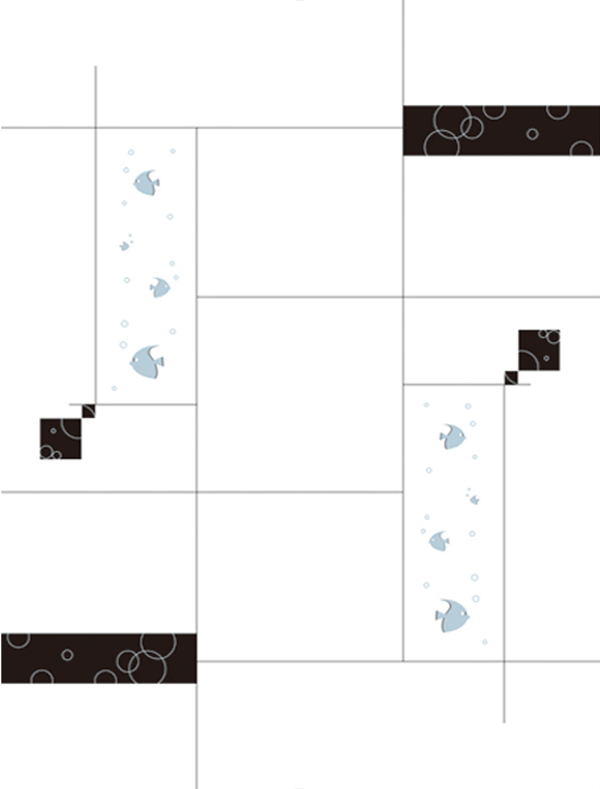 方格与鱼移门图片