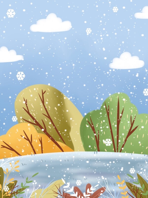 简约冬季下雪主题背景设计