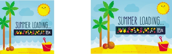 夏天元素的海滩椰子树背景