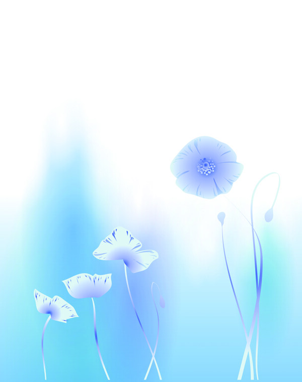 蓝色花朵室内移门创意画