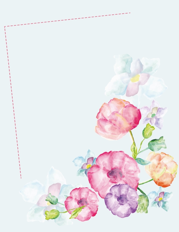 矢量水彩手绘花朵背景