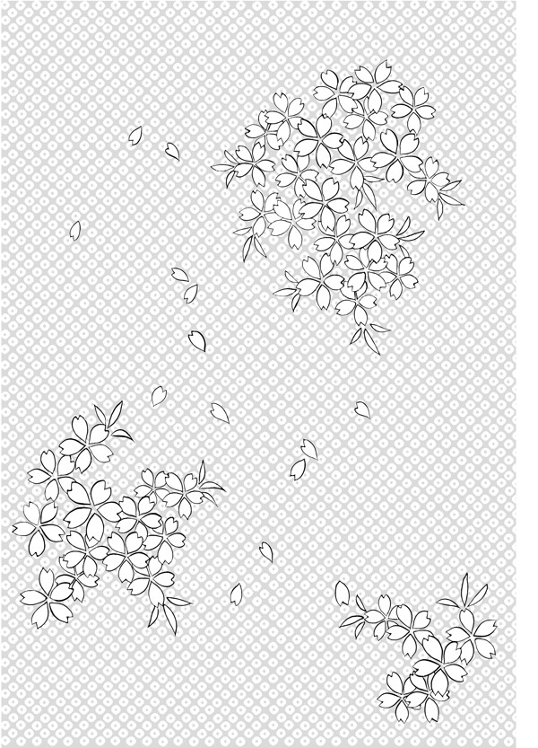 日本线描植物花卉矢量素材