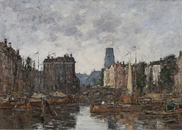 EugeneBoudinRotterdamtheBridgeofBourse1873.jpeg画家风景画静物油画建筑油画装饰画