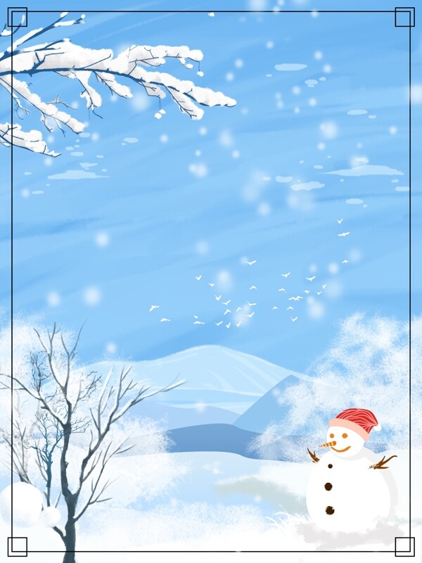 彩绘大雪节气节气雪地雪人背景设计