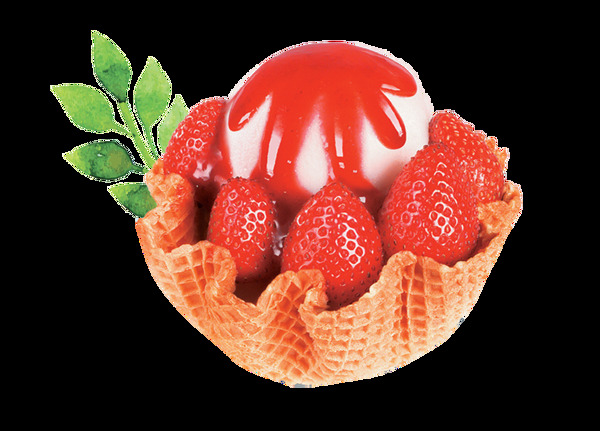 卡通草莓冰激凌png元素