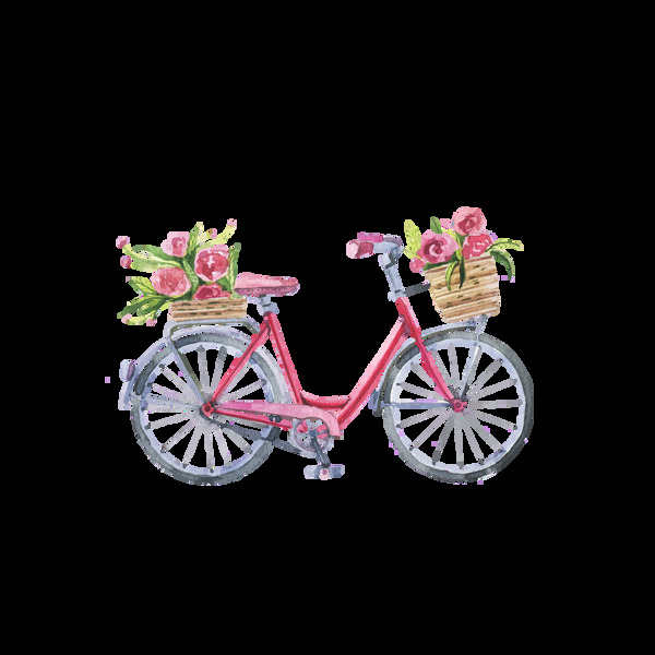 时尚手绘自行车插画