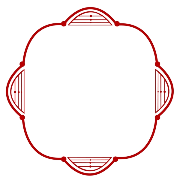 中国红点线面手绘简约文艺清新边框透明底png图