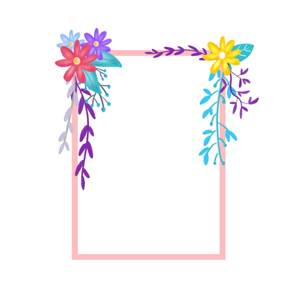 手绘花朵花卉植物绿植边框素材3