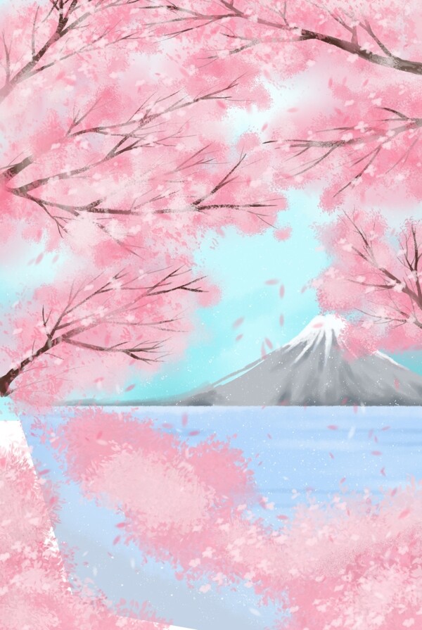 浪漫的樱花树免抠图
