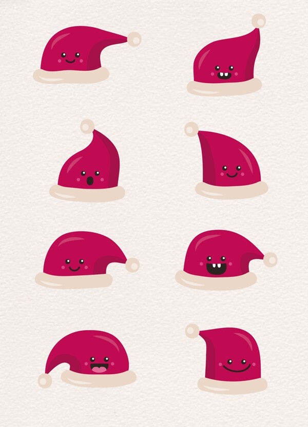 8组q吧可爱圣诞帽子设计