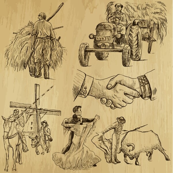 古代人物手绘设计图片