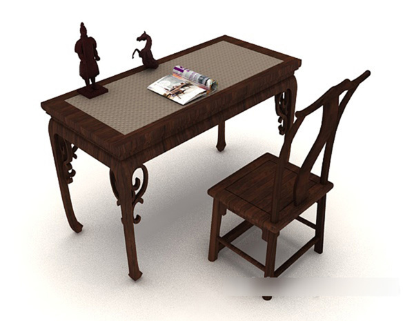 中式木质书桌椅