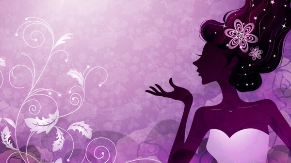浪漫紫色女孩插画设计