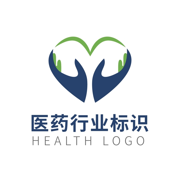 蓝色呵护健康医药卫生企业logo模板