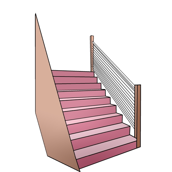 粉色的楼梯装饰插画
