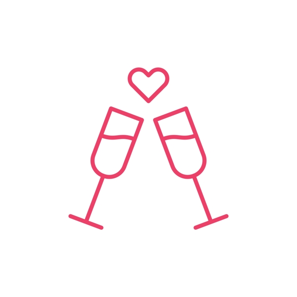 玫红色线杯酒情人节图标