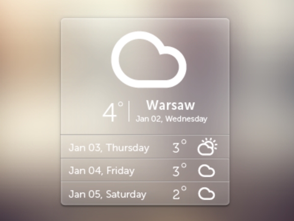 简单透明的天气弹出PSD