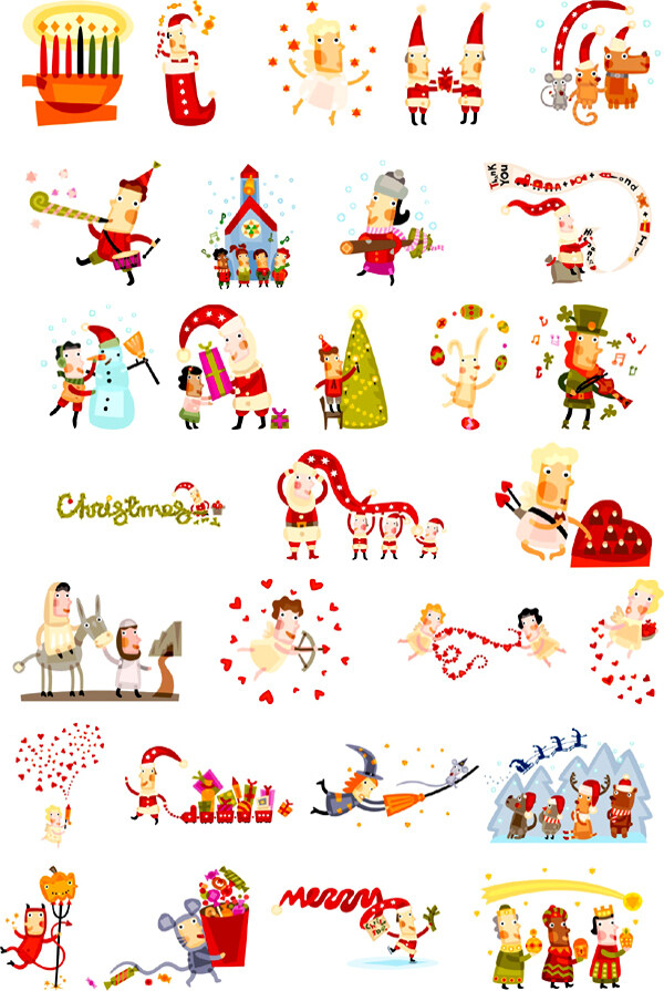 29款可爱卡通风格圣诞小插画矢量素材