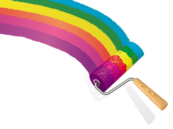 彩虹油漆滚筒向量