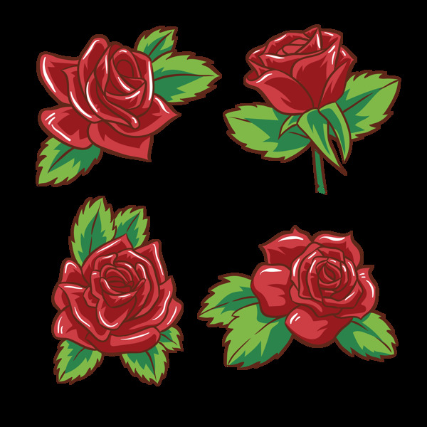 手绘红玫瑰插画免抠png透明图层素材
