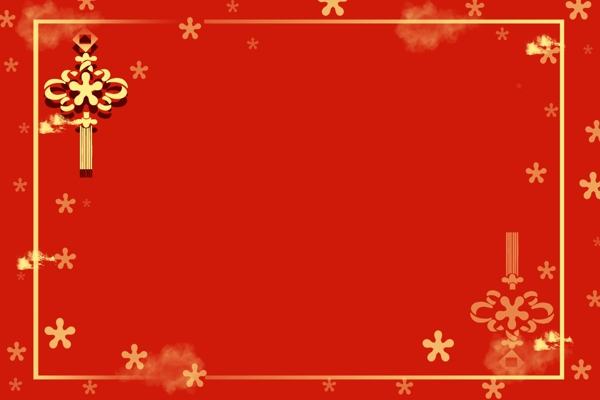新年红色中国风烫金海报边框
