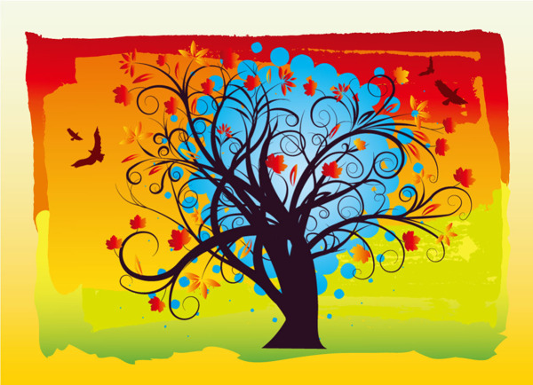 秋天的树的创意背景矢量艺术素材