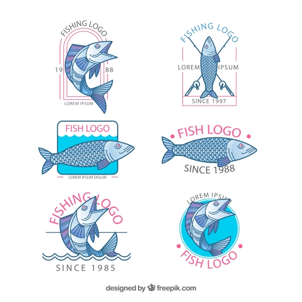 手绘鱼类标志图片