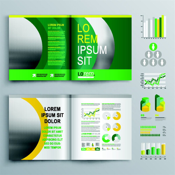 绿色信息图表画册设计图片