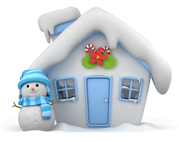房子与雪人图片