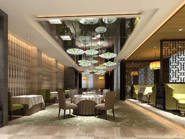 大气华贵餐饮商业空间餐厅效果图设计图片